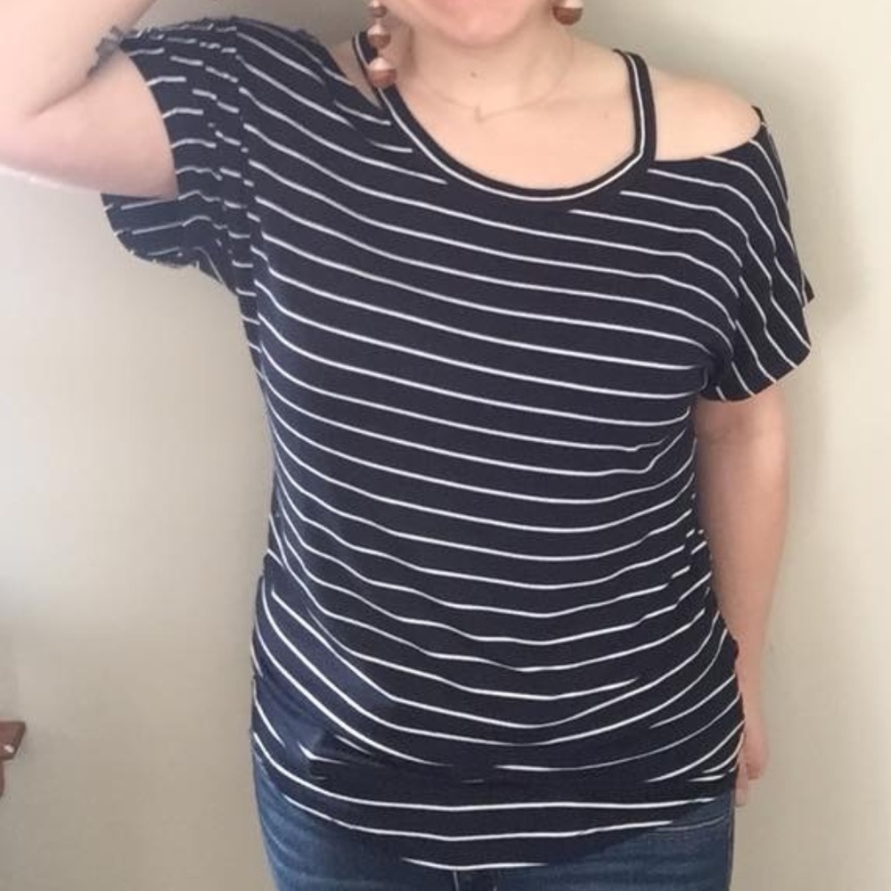 Stella & Dot Willow Cut Out Striped Tee
